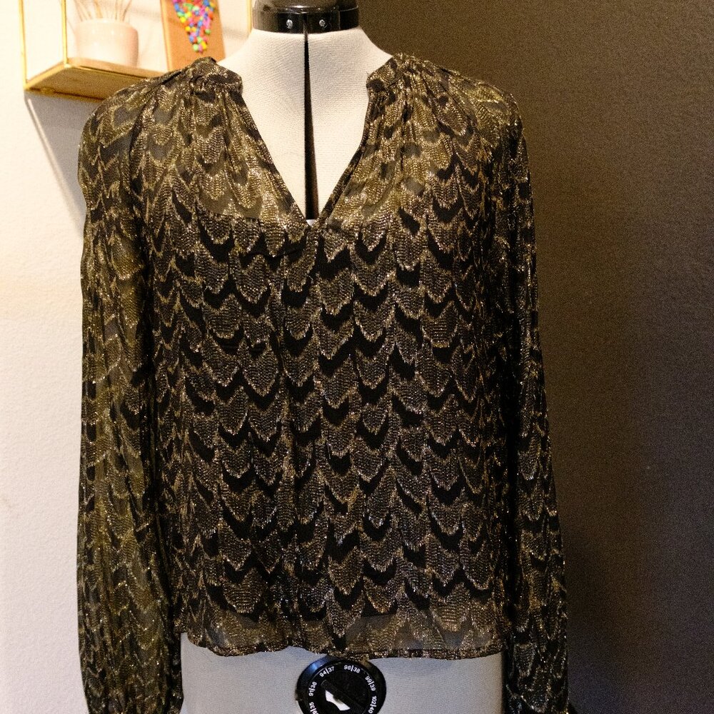 Evereve gold and black metallic blouse - Picture 1 of 5